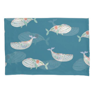 Funda De Cojín Patrón de ballenas escandinavas, animales marinos