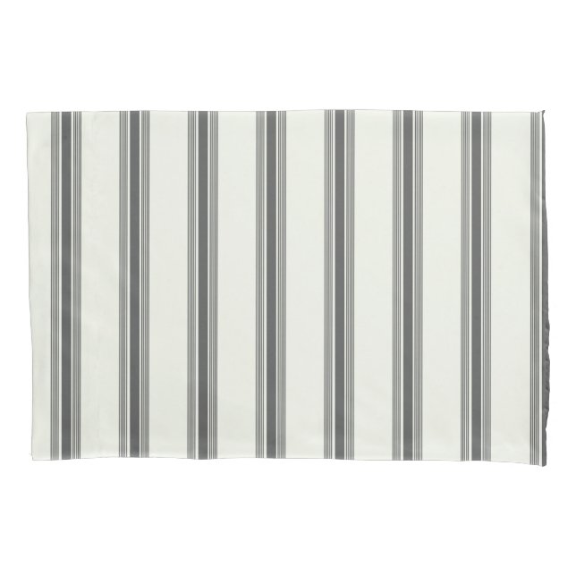 Funda De Cojín Patrón de banda vertical de marfil negro (Anverso)