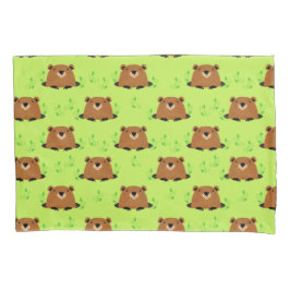 Funda De Cojín Patrón de bosque adorable Groundhog