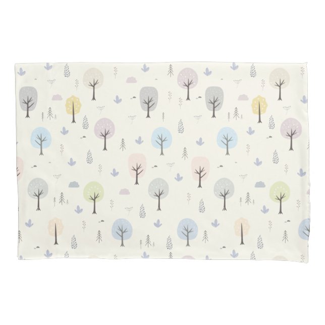 Funda De Cojín Patrón de bosque escandinavo sin foco (Anverso)