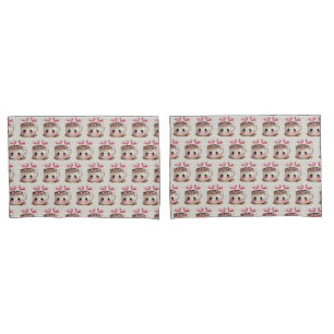 Funda De Cojín Patrón de cacao caliente rosa y crema