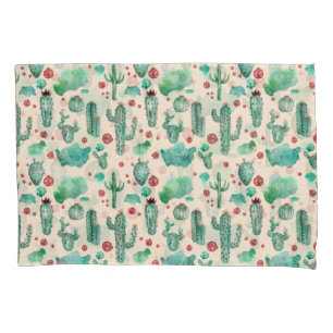 Funda De Cojín patrón de cactus y ladybug - fondo beige