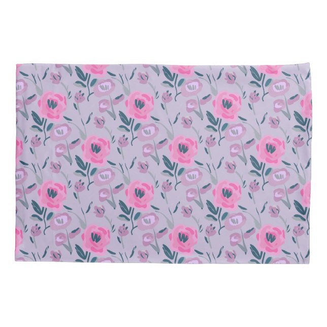 Funda De Cojín Patrón de campo de peonies (Reverso)