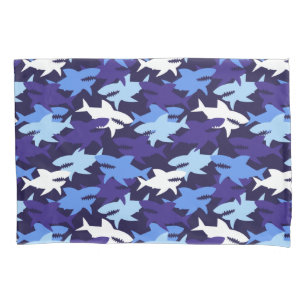Funda De Cojín Patrón de camuflaje de tiburones azules