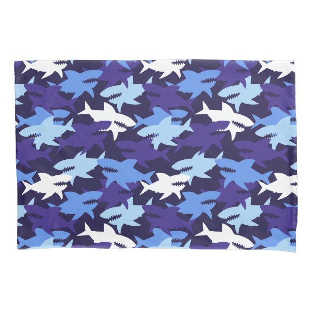 Funda De Cojín Patrón de camuflaje de tiburones azules (Anverso)