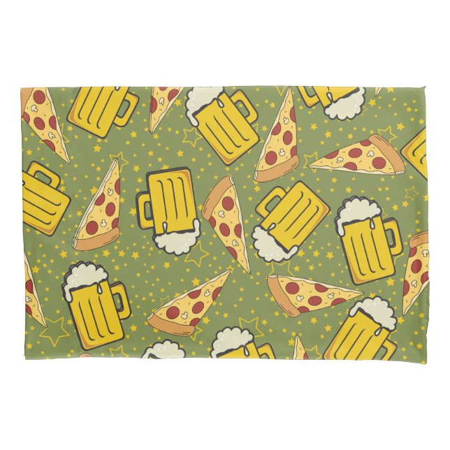 Funda De Cojín Patrón de cerveza y pizza (Anverso)