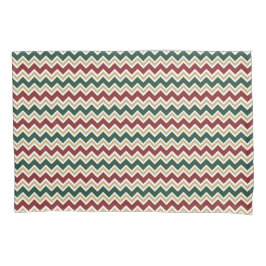 Funda De Cojín Patrón de Chevron Beige Verde Blanco Rojo