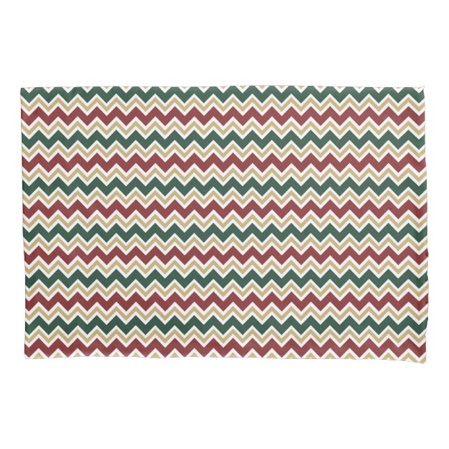 Funda De Cojín Patrón de Chevron Beige Verde Blanco Rojo (Anverso)