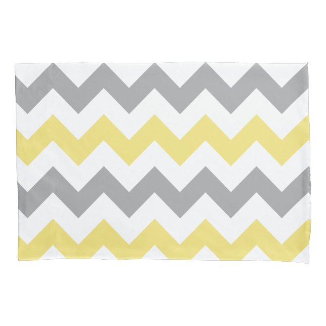 Funda De Cojín Patrón de Chevron gris amarillo de moda (Anverso)