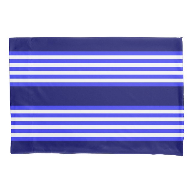 Funda De Cojín Patrón de cinco rayas azul y blanco (Anverso)