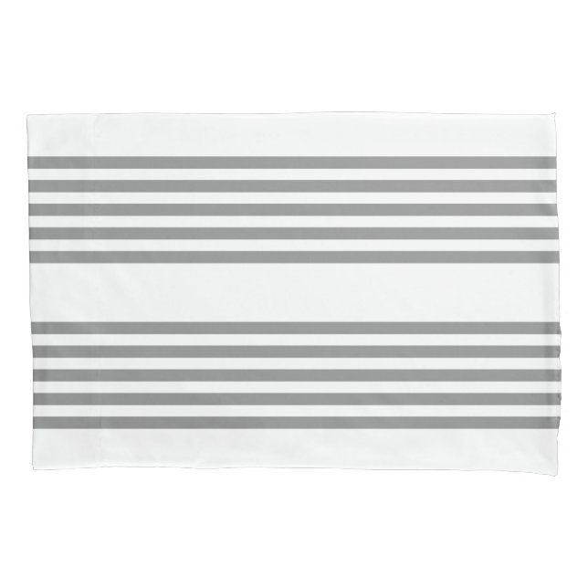Funda De Cojín Patrón de cinco rayas gris y blanco (Anverso)