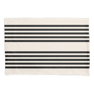 Funda De Cojín Patrón de cinco rayas negro y beige