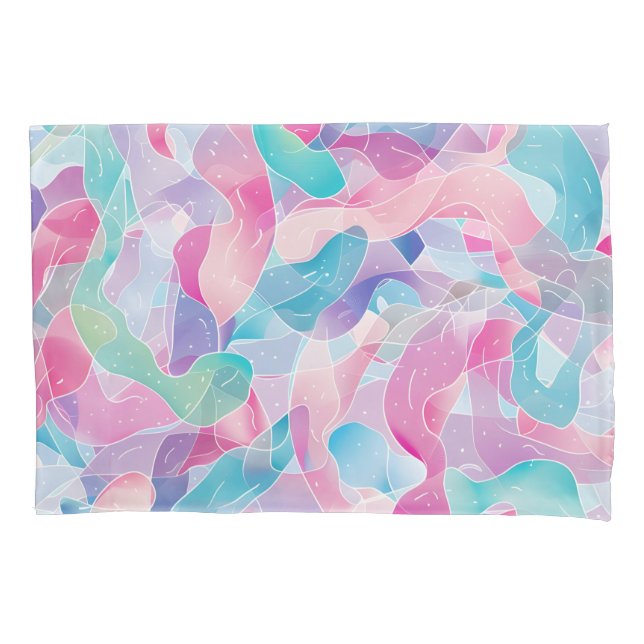 Funda De Cojín Patrón de cinta abstracta pastel (Anverso)
