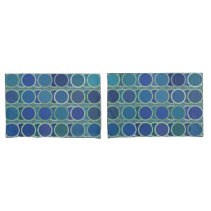 Funda De Cojín Patrón de círculo de tonos azules abstractos