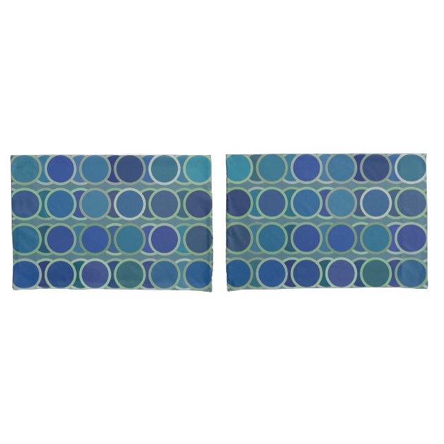 Funda De Cojín Patrón de círculo de tonos azules abstractos (Anverso - Set)