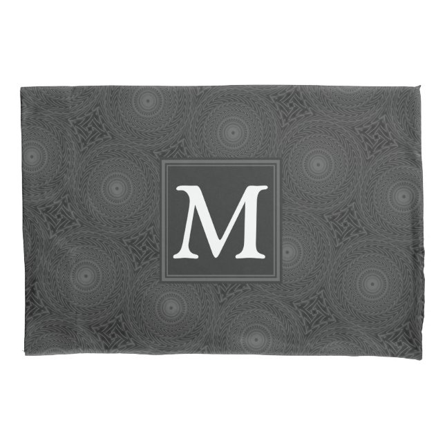 Funda De Cojín Patrón de círculos de carbón monograma (Anverso)