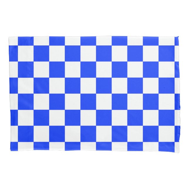 Funda De Cojín Patrón de comprobación de blanco azul (Anverso)