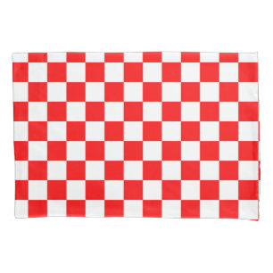 Funda De Cojín Patrón de comprobación de blanco rojo