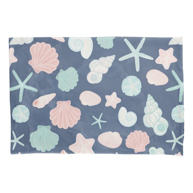 Funda De Cojín patrón de conchas marinas (Anverso-izquierdo)