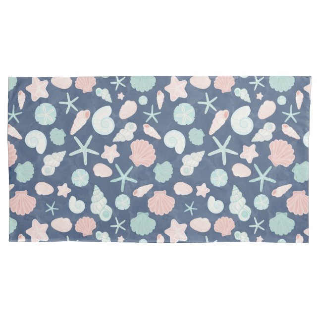 Funda De Cojín patrón de conchas marinas (Anverso)