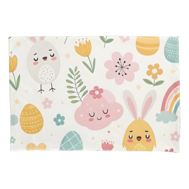 Funda De Cojín Patrón de conejo de Pascua (Anverso)