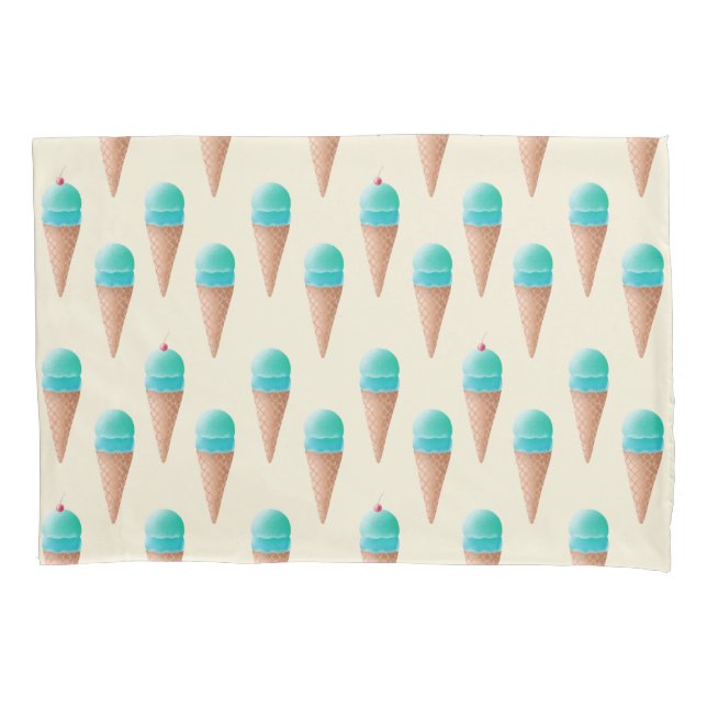 Funda De Cojín Patrón de cono de crema de hielo azul, amarillo cl (Anverso)