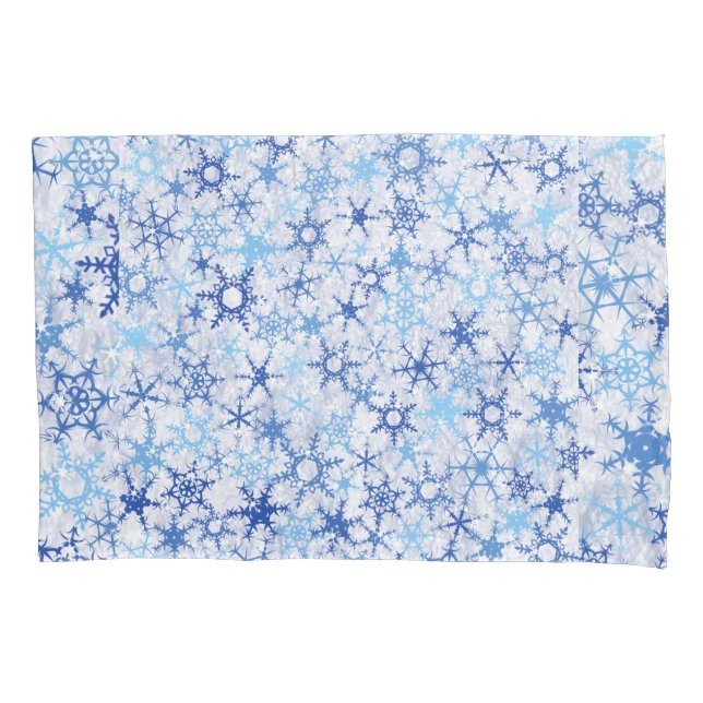 Funda De Cojín Patrón de copos de nieve azules congelados (Anverso)