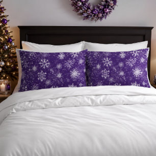 Funda De Cojín Patrón de Copos de Nieve Purpúreos Fiesta Mágica d