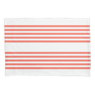 Funda De Cojín Patrón de coral vivo y cinco rayas blancas