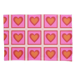 Funda De Cojín Patrón de corazón a cuadros vintage retro rosa Y2K