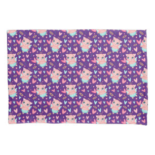 Funda De Cojín Patrón de corazón blanco cúpido de cerdo