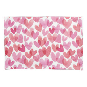 Funda De Cojín Patrón de Corazón de Acuarela