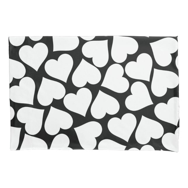 Funda De Cojín Patrón de corazón retro en blanco y negro (Anverso)