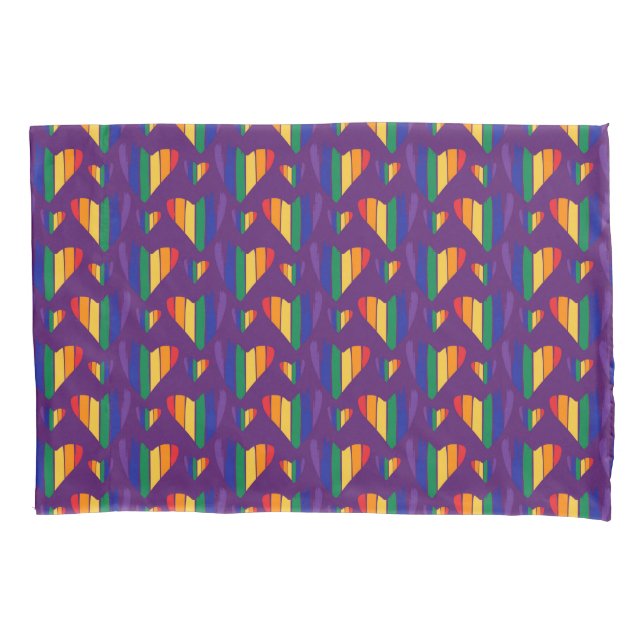 Funda De Cojín Patrón de corazones arco iris (Anverso-izquierdo)
