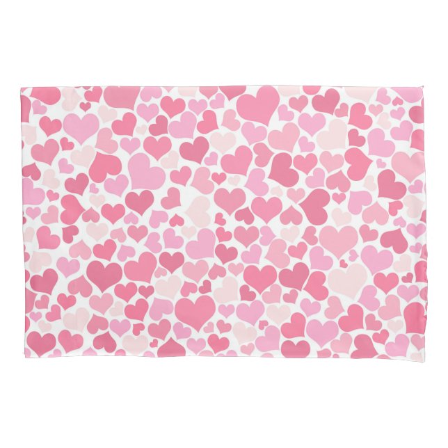 Funda De Cojín Patrón de corazones rosados - Par de almohadas (Anverso)