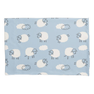 Funda De Cojín Patrón de cordero azul dulce