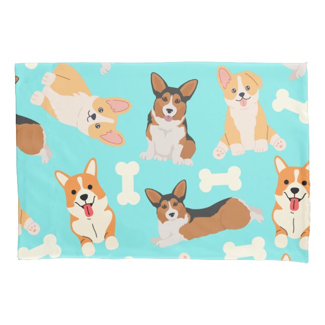 Funda De Cojín Patrón de corgi (Anverso)