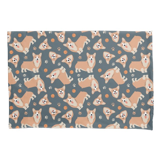 Funda De Cojín Patrón de corgi de corte (Anverso)