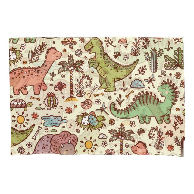 Funda De Cojín Patrón de cosecha de dinosaurio Personalizado (Anverso)