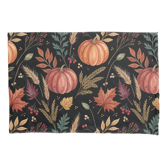 Funda De Cojín Patrón de cosecha de otoño de acuarela (Anverso)