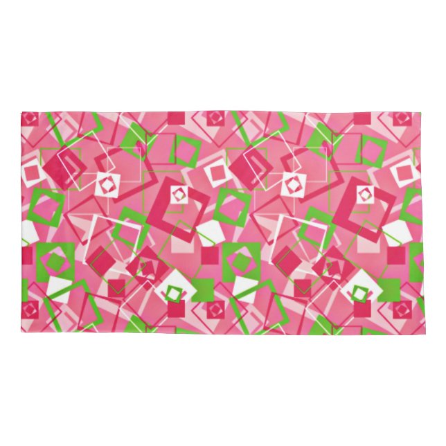 Funda De Cojín Patrón de cuadrados retro (Reverso)