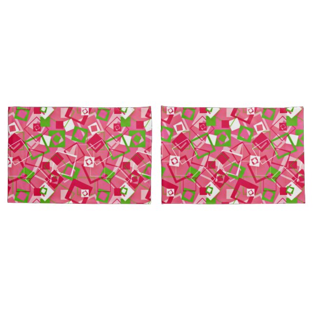 Funda De Cojín Patrón de cuadrados retro (Reverso-Set)