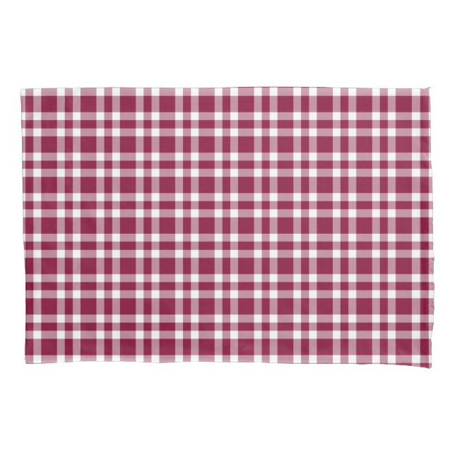 Funda De Cojín Patrón de Cuadro Burgundy Blanco (Anverso-izquierdo)