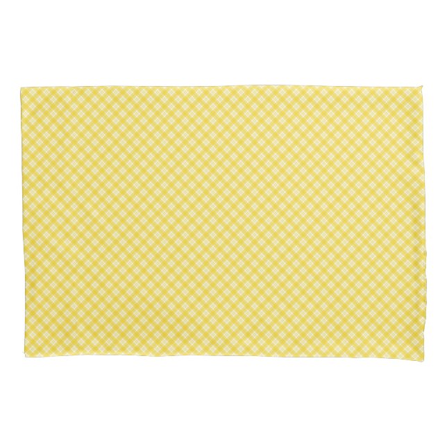 Funda De Cojín Patrón de cuadros amarillo y blanco mostrado (Anverso)