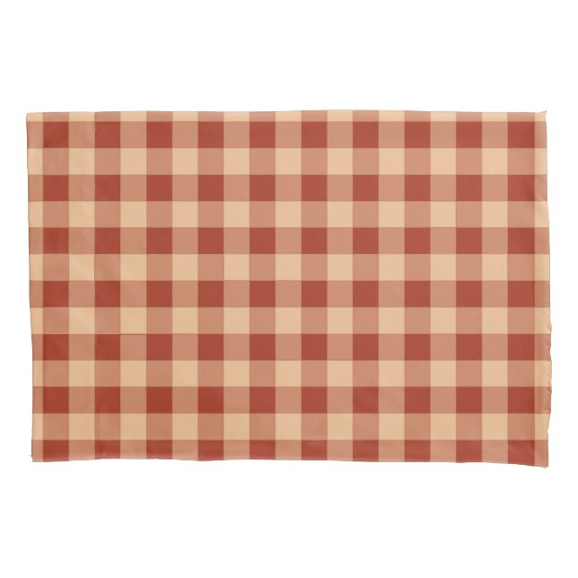 Funda De Cojín Patrón de cuadros gingham marrones (Anverso)