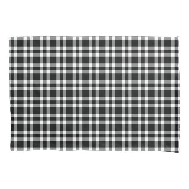 Funda De Cojín Patrón de Cuadros Negro Blanco (Anverso-izquierdo)
