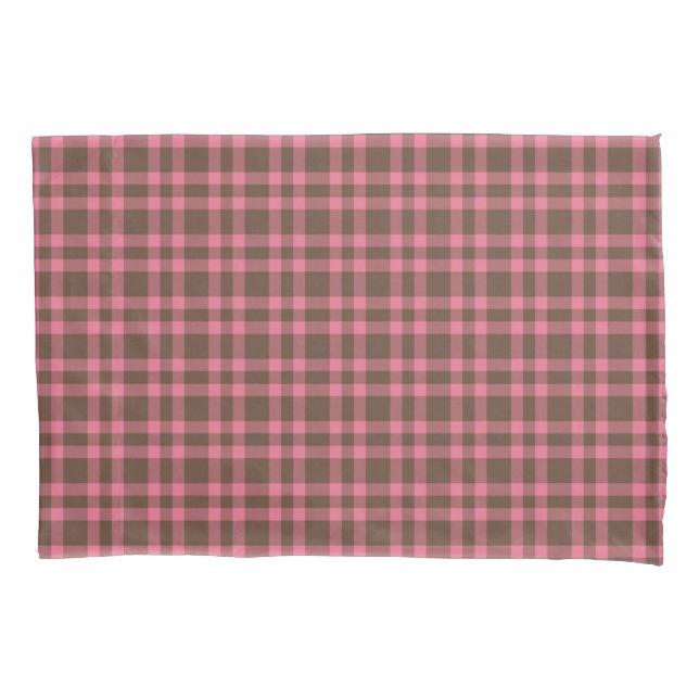 Funda De Cojín Patrón de Cuadros Rosa Marrón (Anverso-izquierdo)