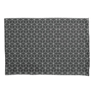 Funda De Cojín Patrón de cubo geométrico blanco y negro