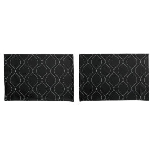 Funda De Cojín Patrón de curvas Ogee modernas gris negro blanco