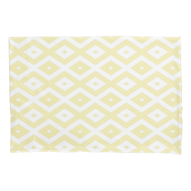 Funda De Cojín Patrón de diamante amarillo y blanco pálido (Anverso)